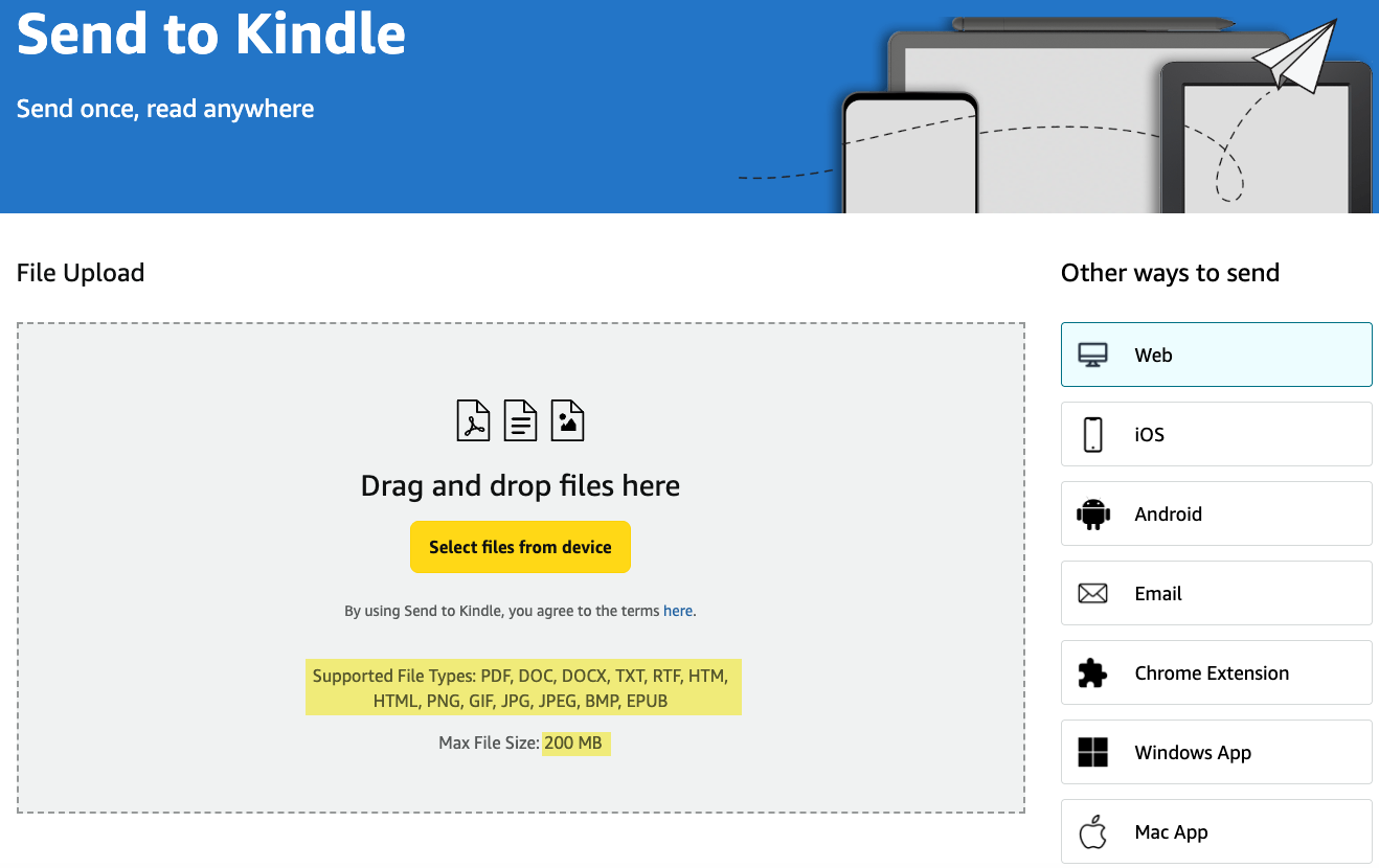 方序传书联动 Amazon Send to Kindle 网页版上传电子书